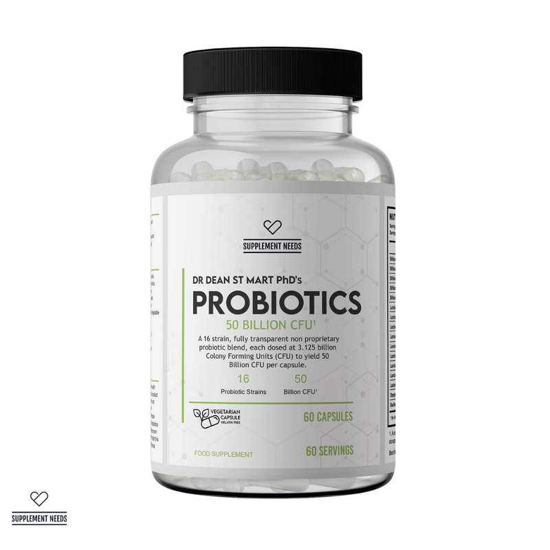 Bottle of Dr. Dean St. Mart Probiotics on a white background