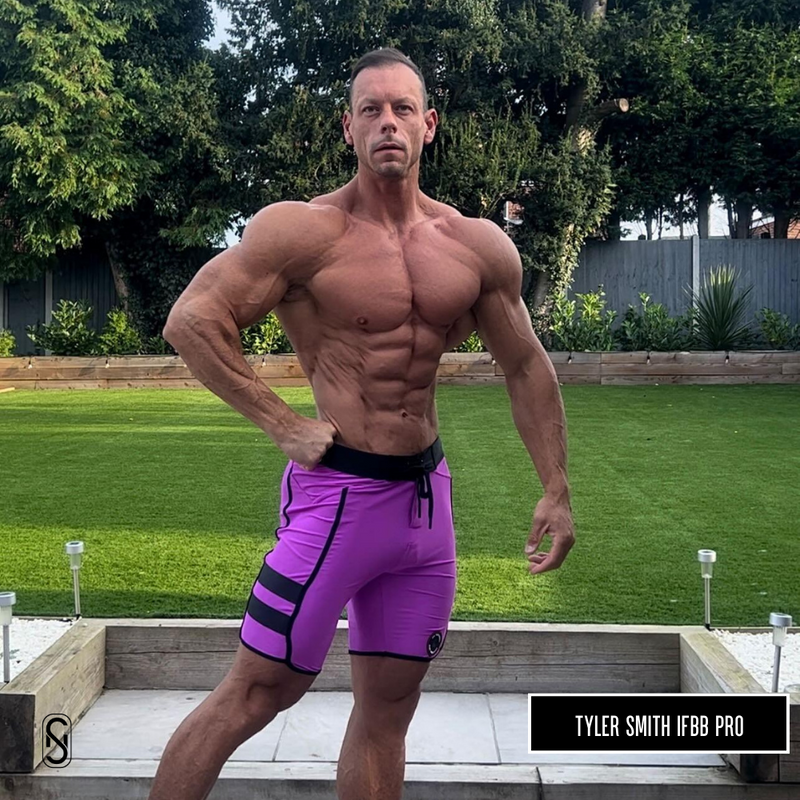 SN Clo. Mens Physique Board Shorts - Purple / Black