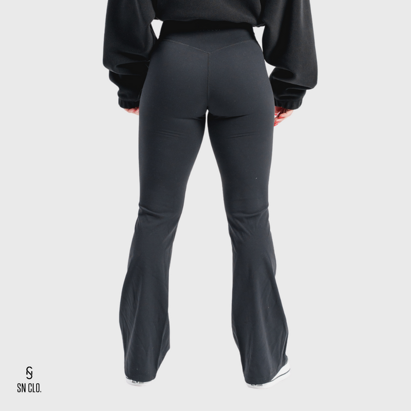 SN CLO. Cross Flare Leggings - Jet Black