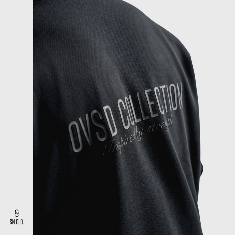 Black SN Clo sweatshirt with 'OVSD Collection' text on a light grey background