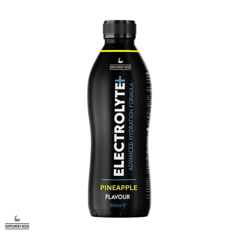 A 500ml ready-to-drink bottle of Electrolyte+ with Pineapple Flavour from Supplement Needs.