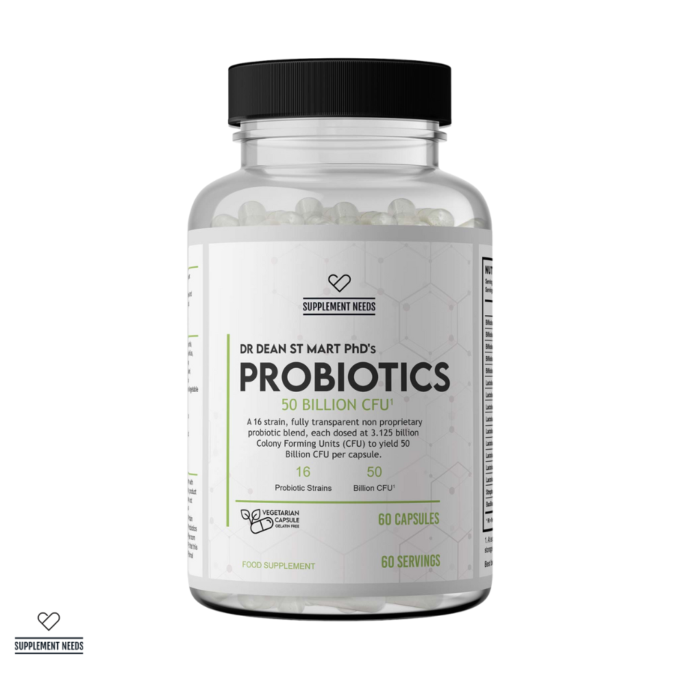 Bottle of Dr. Dean St. Mart Probiotics on a white background