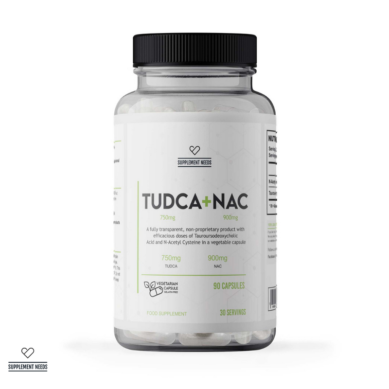 Supplement Needs TUDCA and NAC white tub 90 capsule bottle